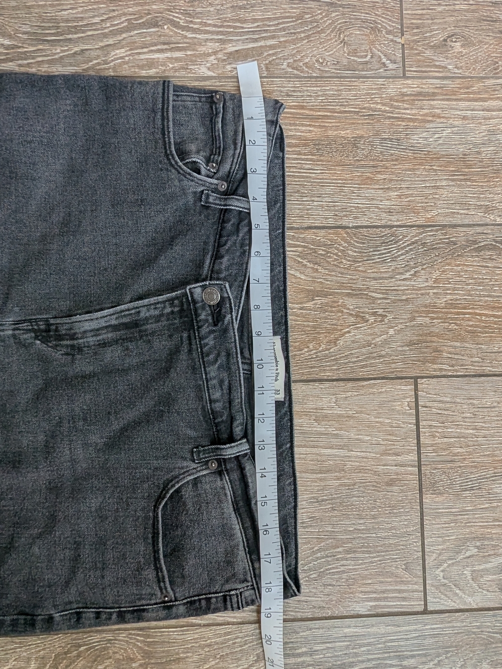 Abercrombie & Fitch 90s Slim Straight Jeans Criss Cross 33 / 16 Long Black - Picture 10 of 15